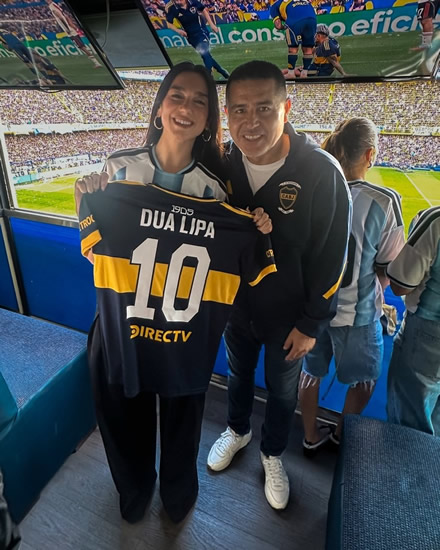 ONE KIT IS ALL IT TAKES Dua Lipa turns football hipster as she is spotted cheering on Boca Juniors and River Plate at La Bombonera